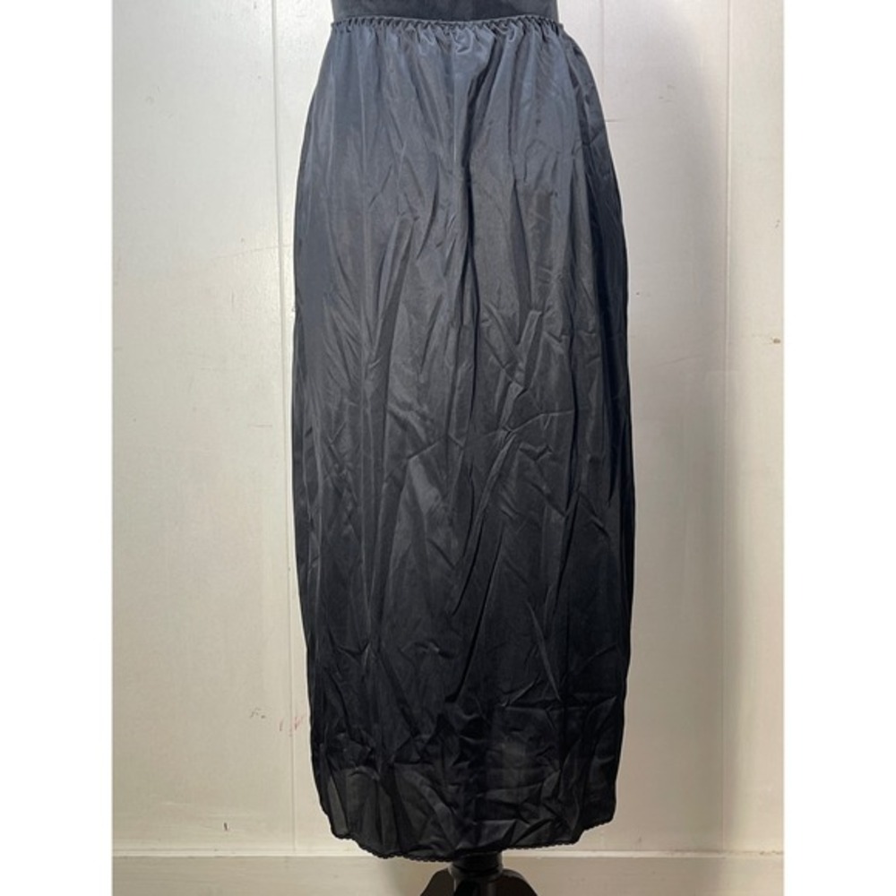 Vanity Fair Black Nylon Long Half Slip Style 11-717 Lace Trim Size Large 32 - Picture 3 of 7